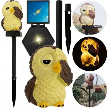 Venkovní osvětlení Solární lampa LED svítící sova zapichovací voděodolná zahradní solární 41 cm