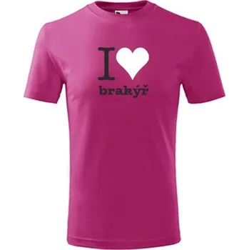 Purpurové dětské tričko I love brakýř - dárek pro malého pejskaře / pejskařku - barva purpurová - velikost 4roky
