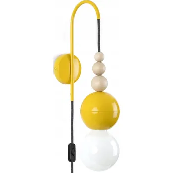 Nástěnné svítidlo Nástěnná lampa Loft Bala žlutá lesklá, nástěnné svítidlo s černou zástrčkou a vypínačem
