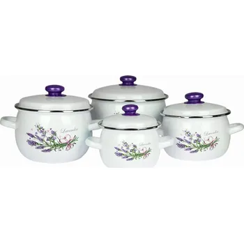 Sada nádobí Sada hrnců Silesia Emalia Levandule nerezová ocel 8 dílů