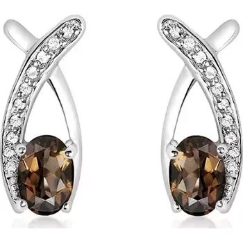 Náušnice Ranko S Smoky Quartz - stříbrné náušnice s kamenem quartz