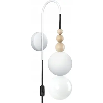 Nástěnné svítidlo Nástěnná lampa Loft Bala bílá strukturovaná, s černou zástrčkou a zapnout