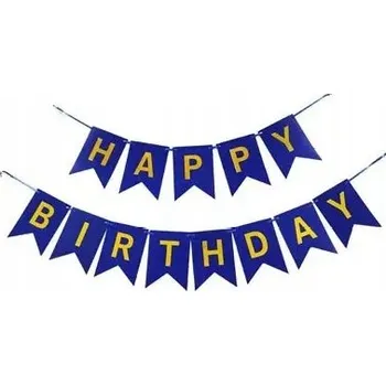 Banner Girlanda Narozeninová Happy Birthday tmavě modrá 3m