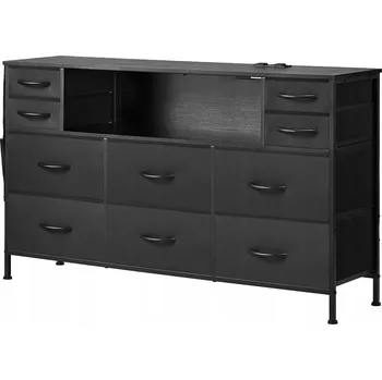 Komoda SucceBuy Komoda 120x30x72 cm s 10 látkovými zásuvkami a LED osvětlením