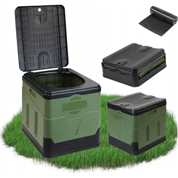 PŘENOSNÁ TURISTICKÁ TOALETA SKLÁDACÍ WC 2V1 + SÁČKY NA ODPADKY DO 150 KG