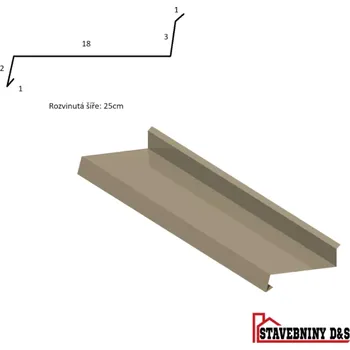 Střešní lemovaní Oplechování římsy, rš: 250mm délka 2m (Oplechování zdi)