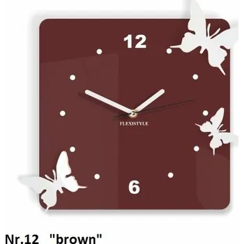 Hodiny Červené 3D nástěnné hodiny s motýly Hnědá
