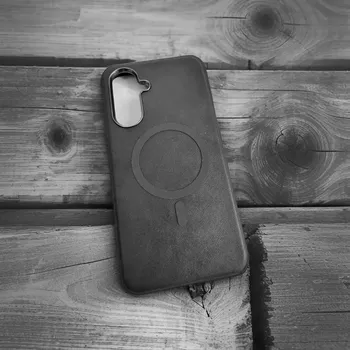 Pouzdro na mobilní telefon Gentleman Mag kryt Samsung Galaxy A56 – černý obal (Gentleman Mag Cover pouzdro pro Samsung Galaxy A56 – černý obal s MagSafe kompatibilitou, ekokůží a ochranou fotoaparátu)