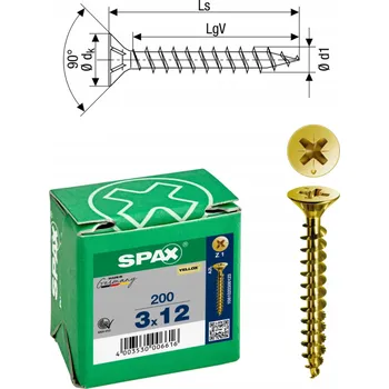 Vrták Univerzální vruty SPAX 3.5 x 30 mm, 200 ks, PZ2