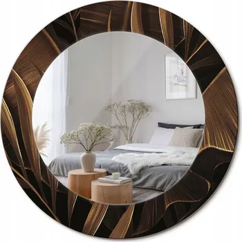 Zrcadlo Zrcadlo nástěnné s ozdobným rámem Bronzové banánové listy průměr 50 cm