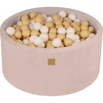 Suchý bazén MeowBaby Suchý bazén s míčky 90x40cm/300 míčků, Velurový, Ecru: Bílý/