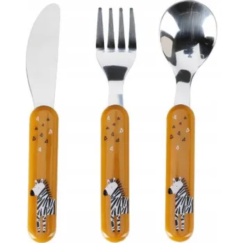 Příbor SADA PŘÍBORŮ PRO DĚTI 3 DÍLNÁ NEREZOVÁ OCEL VZOR ZEBRA