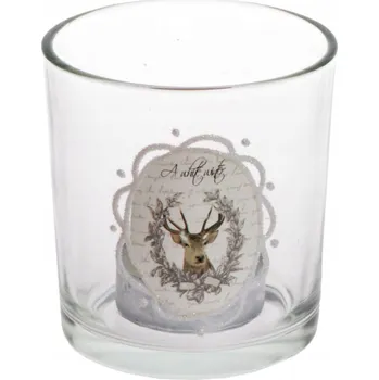 Svícen Skleněný svícen se zlatými soby, velký