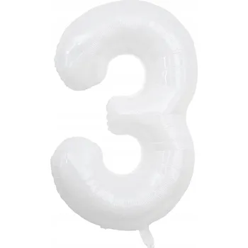 Balónek Bílý BALÓN Velká ČÍSLICE 3 BÍLÁ 100 cm k NAROZENINÁM 40 palců