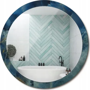 Zrcadlo Stylové kulaté zrcadlo na zeď s potiskem, motiv Mramor Onyx, průměr 100 cm