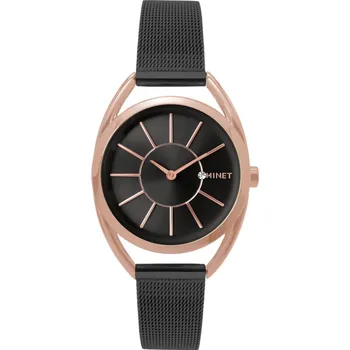 Hodinky MINET Rose gold dámské hodinky ICON BLACK MESH MWL5096