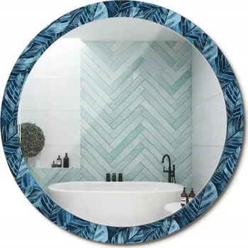 Zrcadlo Zrcadlo s potiskem do koupelny, kuchyně, předsíně, listy džungle, průměr 100 cm