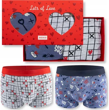 Boxerky SOXO pánské boxerky se srdíčky v krabičce 2-pack