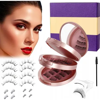 Péče o řasy a obočí SADA MAGNETICKÉ ŘASY UMĚLÝCH 8 PÁRŮ PINZETA OČNÍ LINKY ZRCÁTKO DÁREK