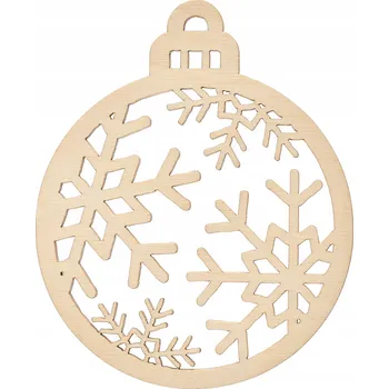 Vánoční dekorace DŘEVĚNÁ VÁNOČNÍ KOULE NA VÁNOČNÍ STROMEK SNĚHOVÉ VLOČKY V BAŇCE