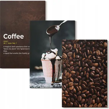 Obraz Vícedílný Obraz Na Plátně Set Nápoj šlehačka káva 3x 40x60 cm