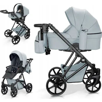 Kočárek MOMMO ROYAL Šedá Eko Kůže 3v1 Exkluzivní Kočárek