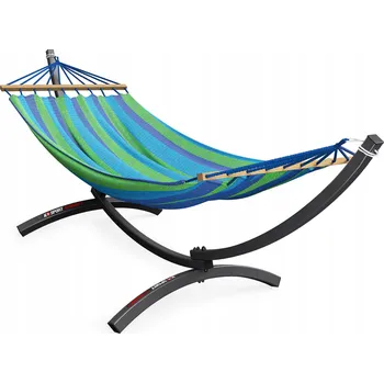 Obraz Houpací síť s tyčí K-Sport modrá 250 kg 288 x 150 cm