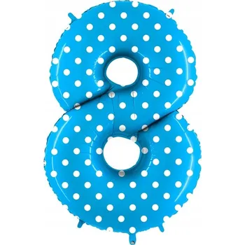 Číslice 8 Modrý Balón s puntíky! na hélium!