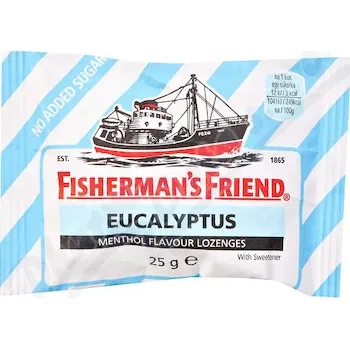 Bonbon Fishermans Friend bonbóny dia eukalyptus/modré 25g