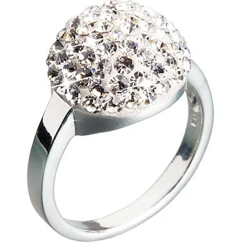 Oblečení a móda Evolution Group Stříbrný prsten s krystaly bílá boule 735013.11 crystal Velikost: 56 (průměr 17,8 mm)