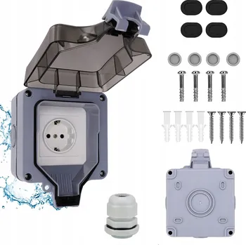 Elektrická zásuvka ZAHRADNÍ VENKOVNÍ VODOTĚSNÁ ZÁSUVKA IP66