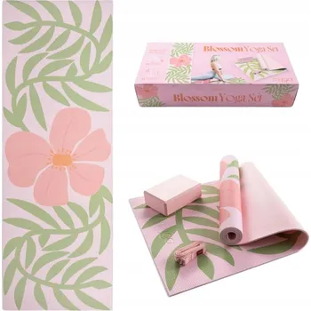 podložka na cvičení Sada na jógu myga Blossom Yoga Set: podložka, blok, popruh