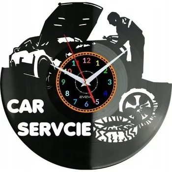 Hodiny Nástěnné hodiny do autoservisu - vinylová deska, moderní dekorace na zeď