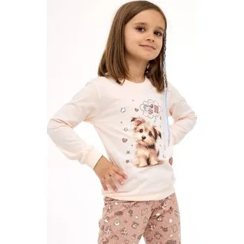 Dívčí pyžamo Dívčí pyžamo Cornette 592/193 - veselý pejsek Ecru 146-152