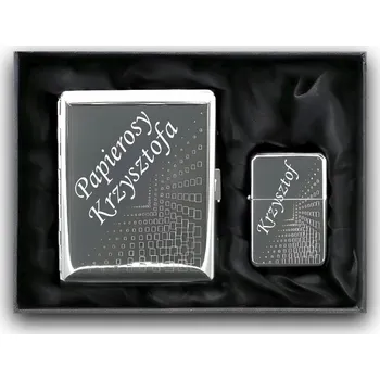 Obraz Dárek ke Dni chlapců Sada POUZDRO NA CIGARETY Stříbrná s gravírovacím zapalovačem