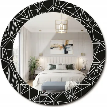 Zrcadlo Zrcadlo nástěnné s ozdobným skleněným rámem Geometrický vzor průměr 60 cm