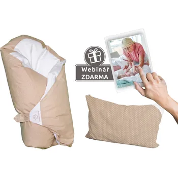 Zavinovačka Eva Kiedroňová SET 4v1 - Mini Dráček - Béžový s bílými tečkami + Zdarma webinář - Mít peřinku není všechno