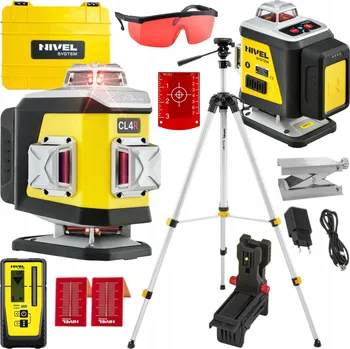 Měřící laser Křížový laser červený 4x360° Nivel System CL4R + stativ a senzor RD800