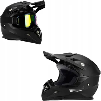 Helma na motorku Motocyklová Přilba Cross Horn Enduro Quad + Cross Brýle XS Černá Matná