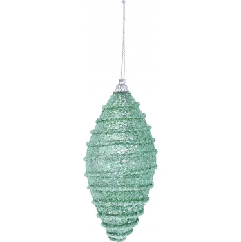 Vánoční ozdoba Podlouhlá celadonová Vánoční Koule se třpytkami