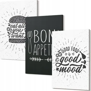 Obraz Sada obrazů do obýváku, grafiky s kulinářskými motivy a hesly, 30x20 cm