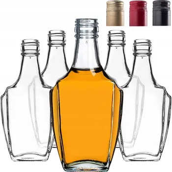 SKLENĚNÁ LÁHEV LÁHVE 250 ml NA LIKÉRY VÍNO VODKU S UZÁVĚRY 5 ks