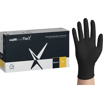 Vyšetřovací rukavice ZARYS lnternational Group easyCARE flex, nitrilové rukavice, bez pudru, černé, 100 ks Velikost: XL