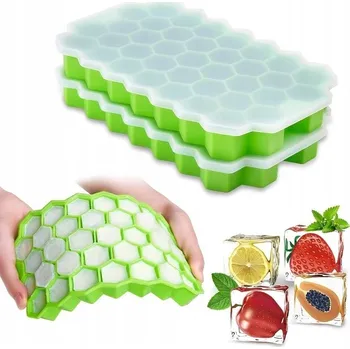 Tvořítko na led FORMA NA LED KOSTEK SILIKONOVÁ FORMA NA LED S VÍKEM NÁDOBA NA 37 KOSTEK