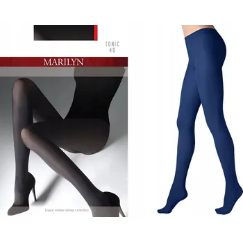 Dámské oblečení MARILYN Hladké mikrovláknové Punčocháče TONIC 40 DEN tmavě modré NÁMOŘNICKÁ MODRÁ 5/XL