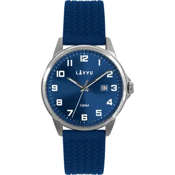 Hodinky LAVVU Stříbrno-modré pánské hodinky ÖREBRO se silikonovým řemínkem LWM0244