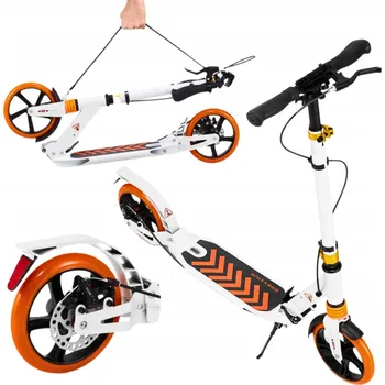 Koloběžka Skládací koloběžka do města s brzdou, velká, bílo-oranžová