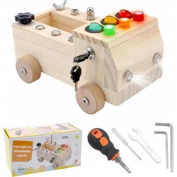 Dřevěná hračka Montessori Dřevěné Autíčko k Rozmontování pro Děti