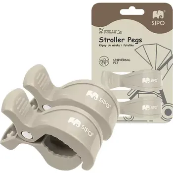 Kočárek Sipo Klipy na kočárek, 2ks, multifunkční, béžová (SPSCA-20BE)