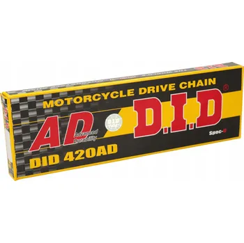 Řetězová sada pro motocykl ŘETĚZ 420 AD STANDARD, POČET ČLÁNKŮ 12. Hnací řetěz DID 420 AD 124